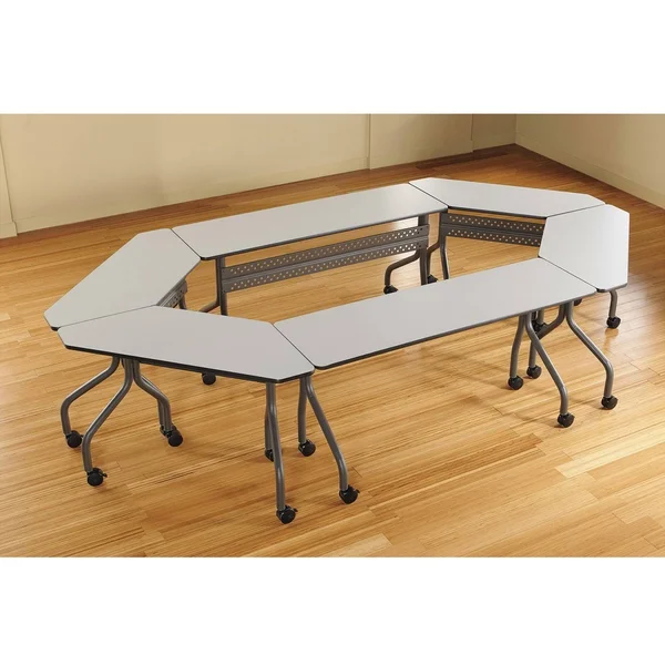 Iceberg OfficeWorks Mobile Training Table - 48x22 Trapezoid - Gray
