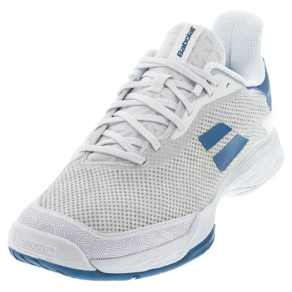 Babolat Men's Jet Tere Tennis Shoes White and Blue, White, 11.5