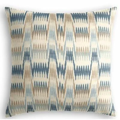 Square Cotton Pillow Cover and Insert Loom Decor Blue/Ivory 24x22 x 24x22