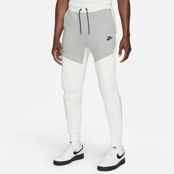 Nike Tech Fleece Taped Jogger Pants in White/Sail Size Small, Cotton/Polyester/Fleece