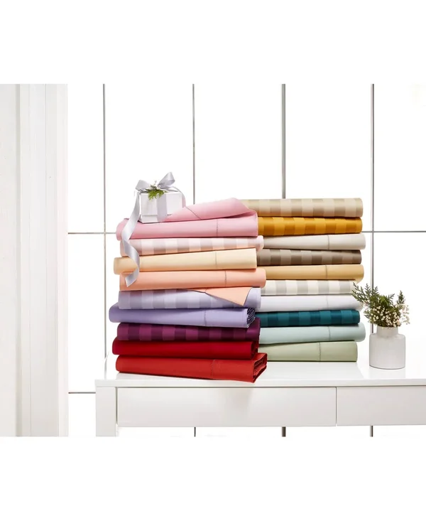 Charter Club Damask 1.5x22 Stripe Extra Deep Pocket Queen 4-pc Sheet Set - 550 Thread Count 100% Supima Cotton, Created for Macy&