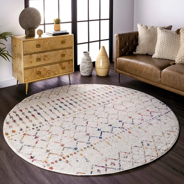 nuLOOM Moroccan Blythe Area Rug, 6& Round, Light Multi