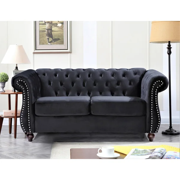Antoinette Chesterfield Loveseat - Black
