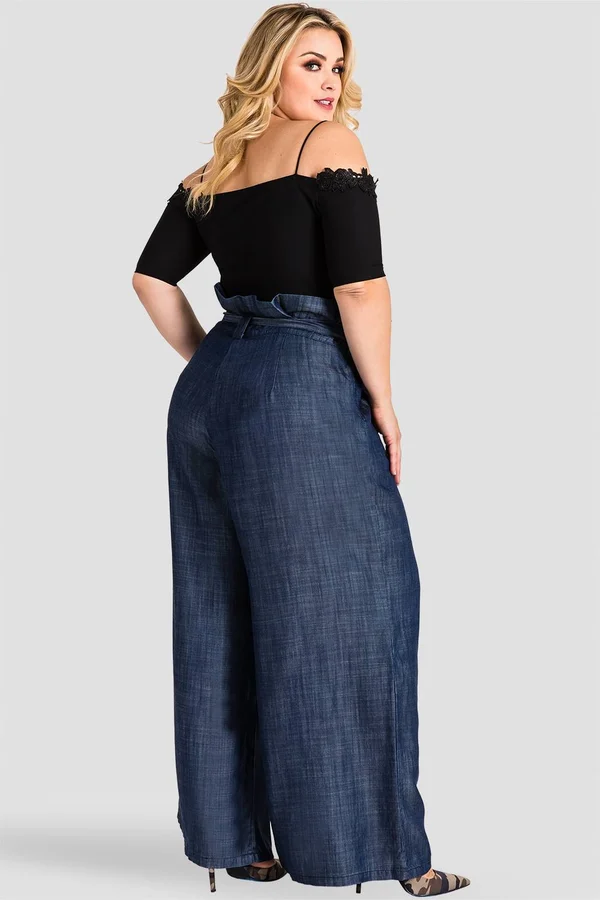 Standards & Practices Women's Pants Blue Size 3X Plus Straight Leg Belted