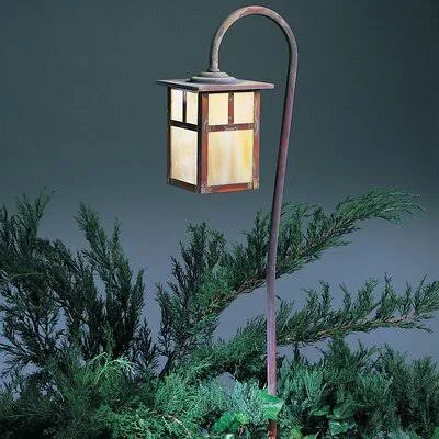 Hylan 1-Light Pathway Light Millwood Pines Size, Overlay: 36x22 H x 5x22 W, T - Bar, Color: Mission Brown, Shade Type: Off Whi