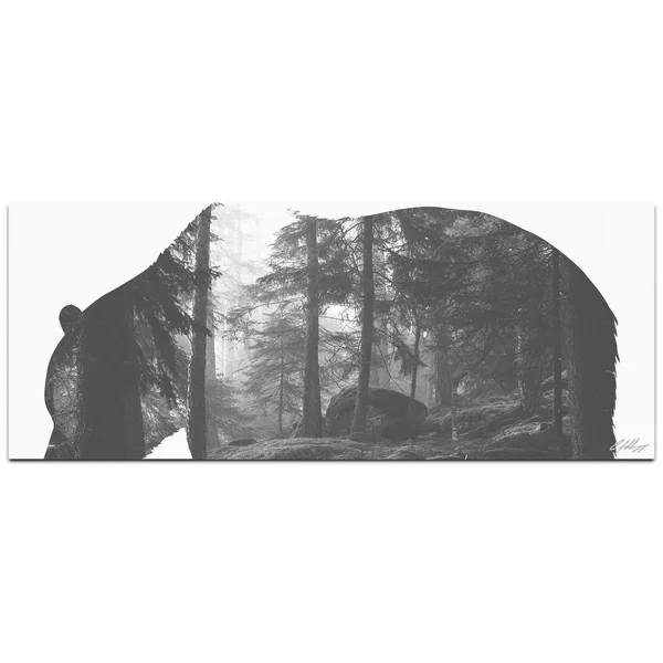 Grizzly Bear Forest, Contemporary Metal Animal Silhouette Art