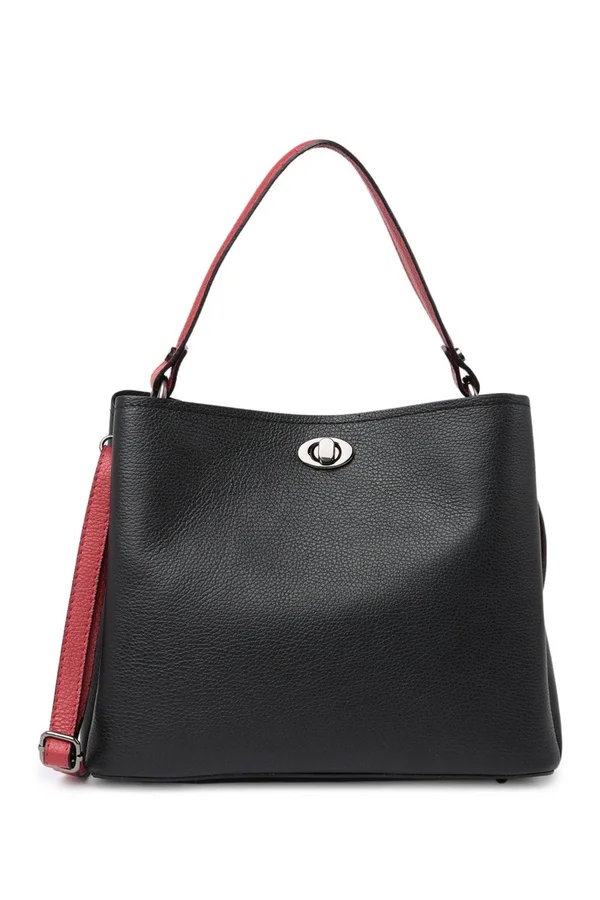 Scui Studios Croc Embossed Leather Satchel - Size One Size - Black at Nordstrom Rack