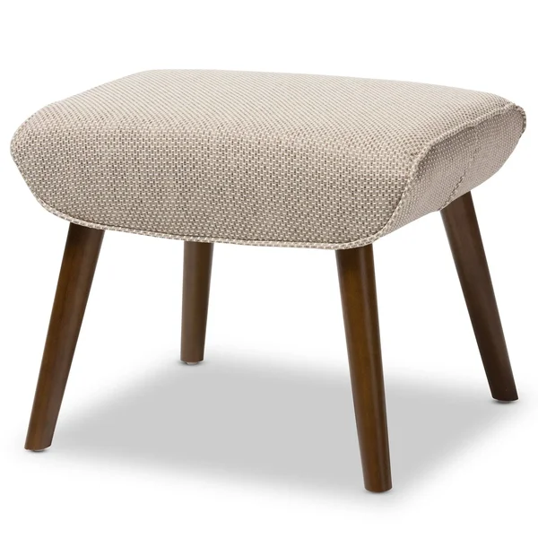 Baxton Studio Nola Mid-Century Inspired Beige Fabric Upholstered Stool