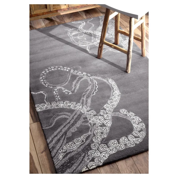 nuLOOM Octopus Tail Abstract Wool Runner Rug, 2& 6x22 x 8&, Midnight