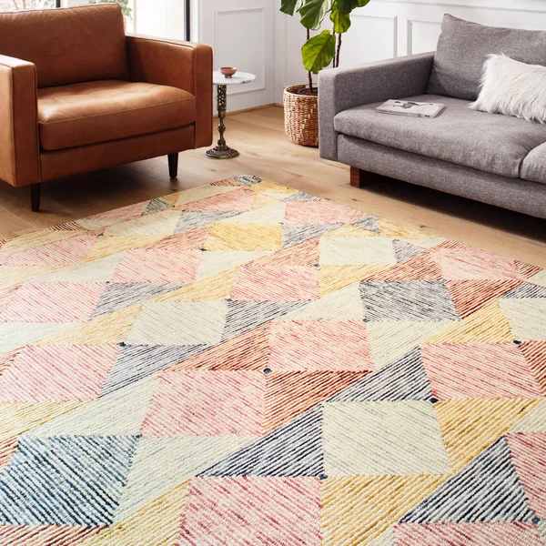 Alexander Home Kaleidoscope Geometric Hand-Hooked Wool Rug - 3&0x22 x 3&0x22 Round - Ivory, Multi