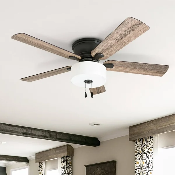 The Gray Barn Rousham 52-Inch Coastal Indoor LED Ceiling Fan with Pull Chains 5 Reversible Blades - 52 - Bronze - Hardwired 3087