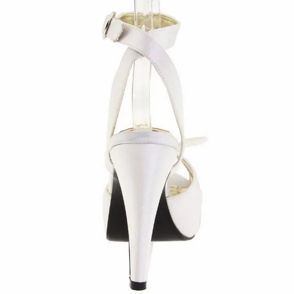 Pin Up Couture BETTIE-04 - 4 1/2 inch Retro Satin Sandal - Ivory 9