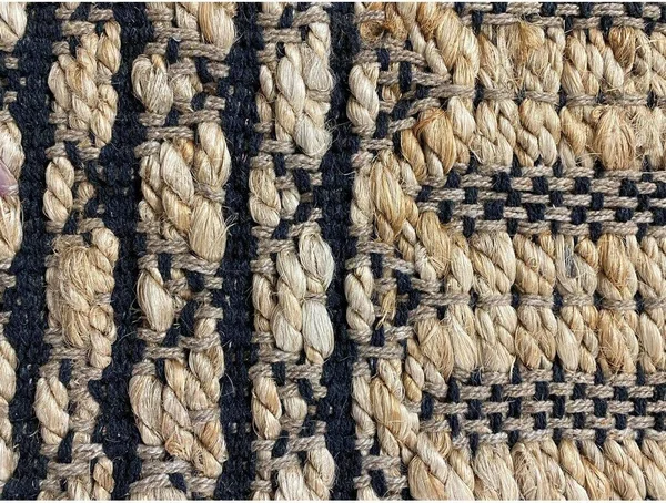 LR Home Woven Black 2 ft. x 5 ft. Trellis Geometric Natural Jute Area Rug