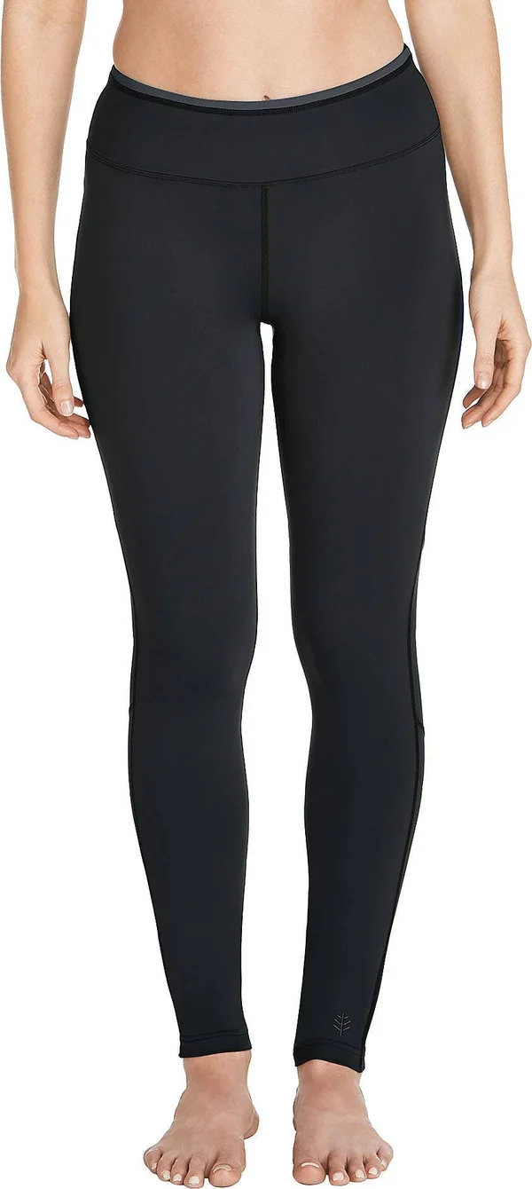Coolibar Women's Swim Leggings, Sun Protective Clothing For Women, Black, X-Large