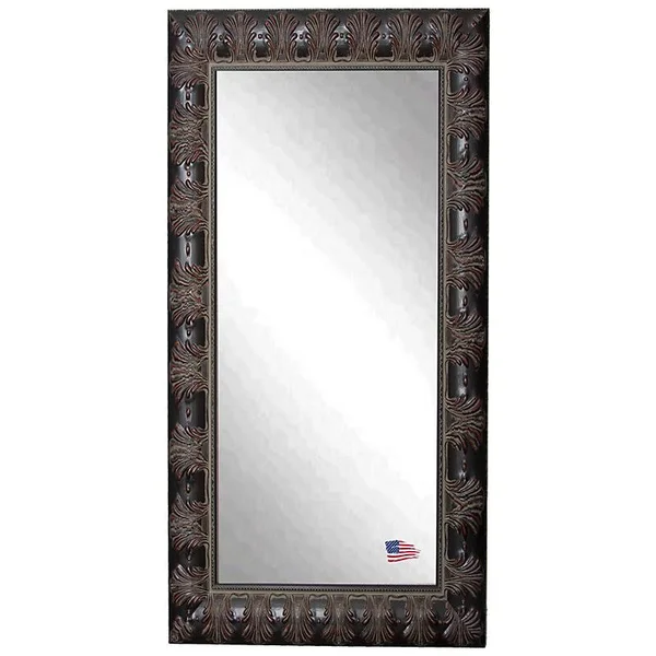 World Menagerie Rectangle Mahogany Feathered Floor Mirror