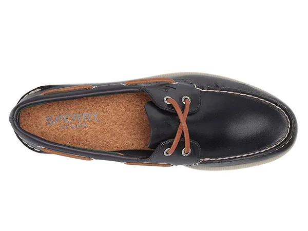 Sperry Top-Sider Men's Authentic Original 2-Eye Plush Varsity Boat Shoe, Size: 9.5, Navy Leather