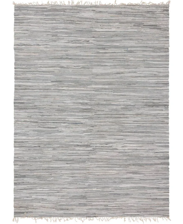 Unique Loom Striped Chindi Cotton Rug, Gray (9& 0 x 12& 0)