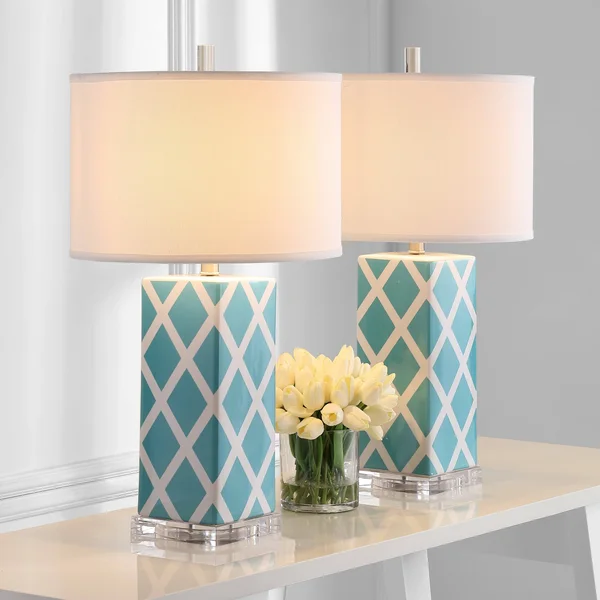 Safavieh Garden Lattice Table Lamp, Set of 2 - Light Blue
