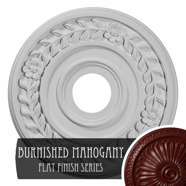 16 1/4x22OD x 3 5/8x22ID x 1x22P Wreath Ceiling Medallion (Fits Canopies Up to 5 1/2x22), Hand-Painted Brushed Mahogany