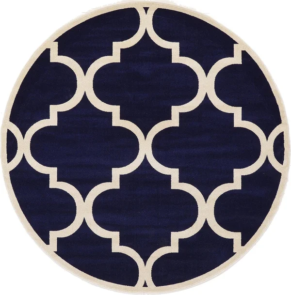 Unique Loom Austin Trellis Area Rug (8& x 8& Round - Navy Blue)