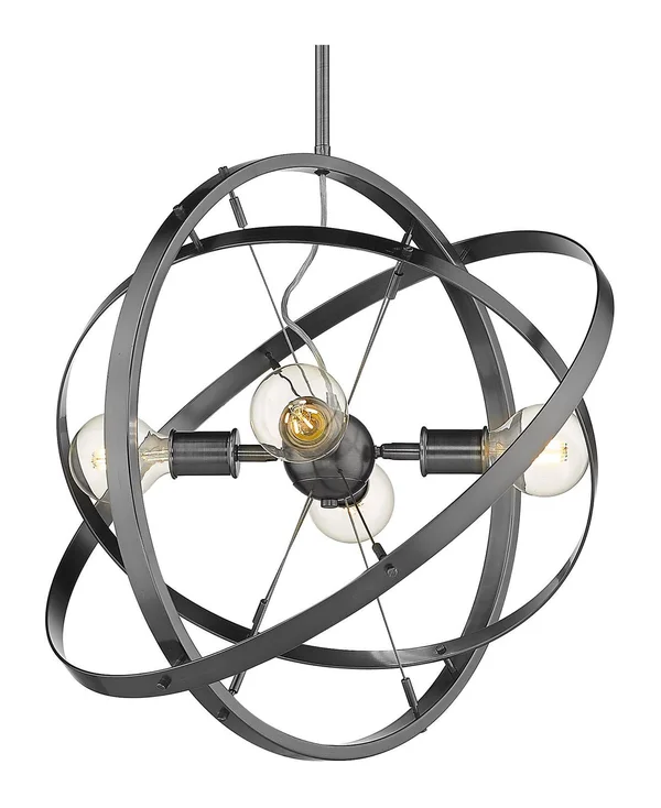 Golden Lighting 7936-4 BS-BS-BS Atom Chandelier 4 Light Steel Brushed