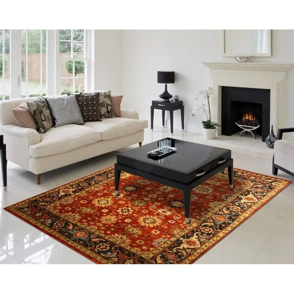 Hand-Knotted Wool Rust Traditional Oriental Super Mahal Rug, Size: 4& x 6&