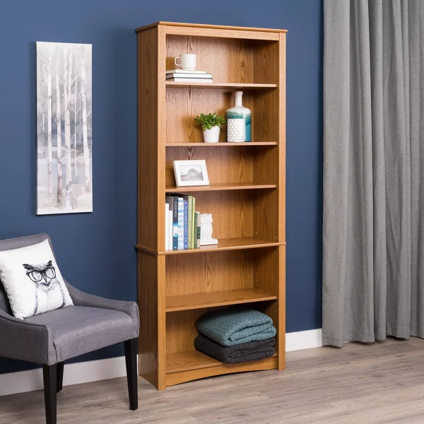 Prepac 6-Shelf Bookcase, Oak