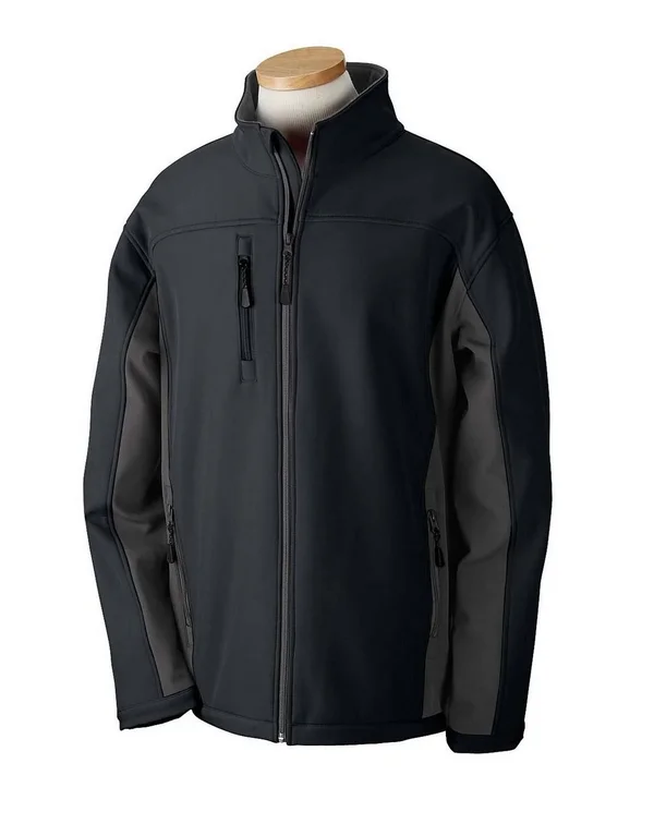 Devon & Jones D997 Men's Soft Shell Colorblock Jacket - Blck/ DK Chrcoal - 3XL