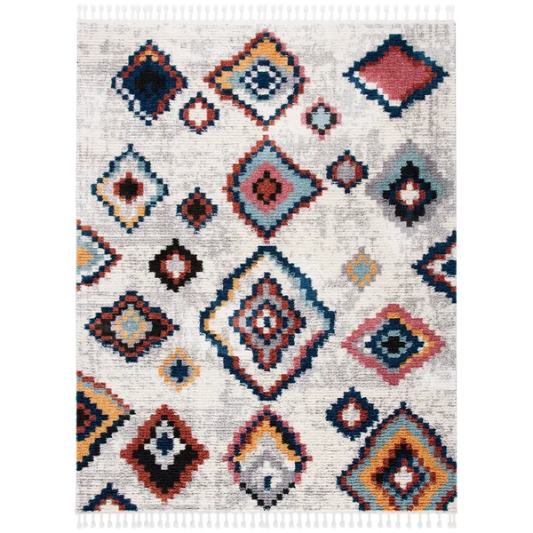 Safavieh Morocco Bohemian & Eclectic Tribal Cream/Multi Polyester Rug - 2&2x22 x 11& Runner