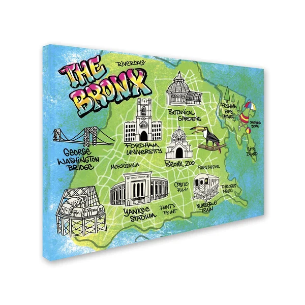Elizabeth Caldwell &Bronx Map& Canvas Art (24x22 x 32x22), Trademark Fine Art