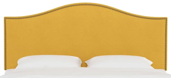 Skyline Furniture Linen French Yellow Nail Button Headboard (Full)
