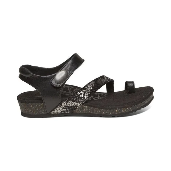 Aetrex Georgia Toe Loop Sandal Black, 8.5