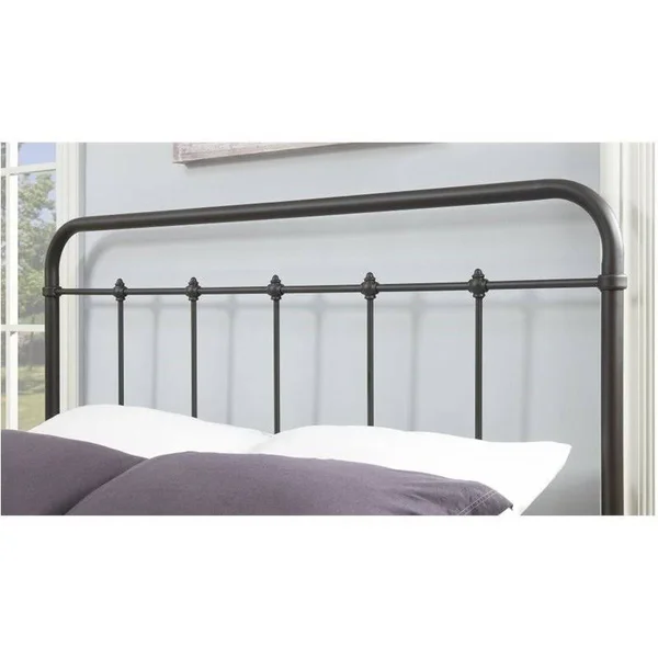 Pemberly Row Queen Curve Metal Bed in Brown