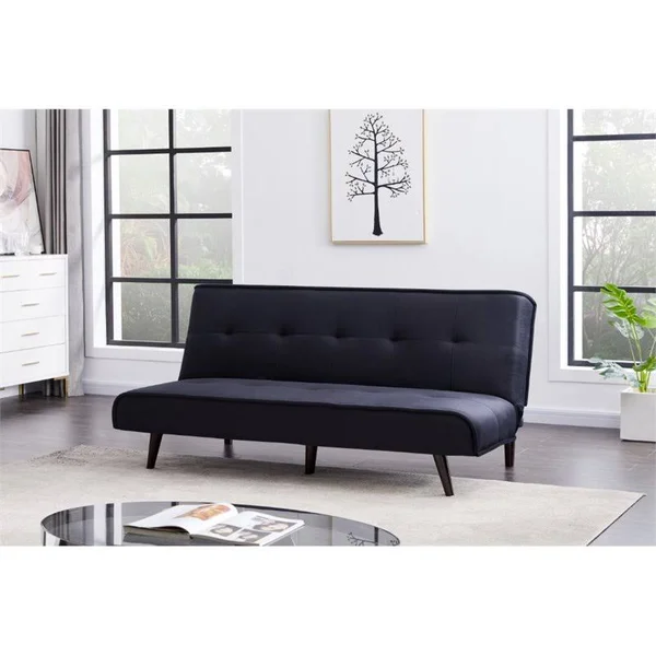 Glory Furniture Canoga Velvet Convertible Sofa in Black