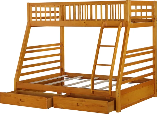 Acme Jason Bunk Bed - Honey Oak, Twin-Over-Full