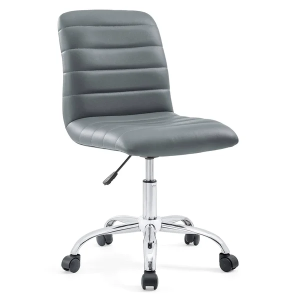 Modern Contemporary Office Chair, Grey Faux Leather, Gray