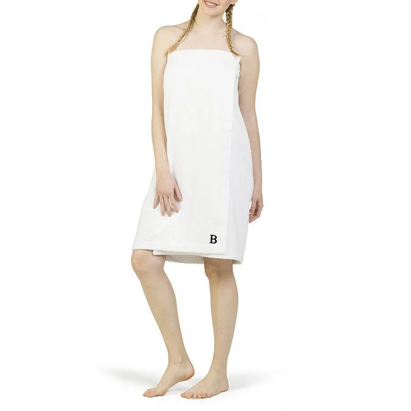 Linum Home Textiles Turkish Cotton Personalized Women's Terry Body Wrap, White