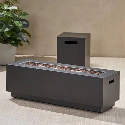 Jair 15x22 H x 48x22 W Iron Propane Outdoor Fire Pit Wade Logan Finish: Brushed Brown