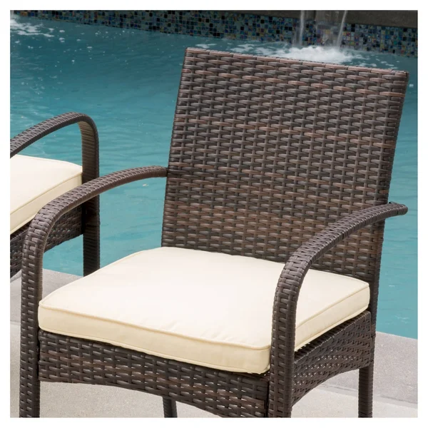 Cordoba 2pk Wicker Patio Dining Chair with Cushion - Brown - Christopher Knight Home