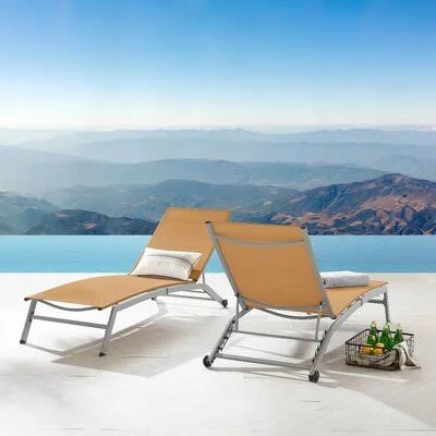 Alisea Sun Lounge Set Ebern Designs Frame Color: Gray, Color: Orange