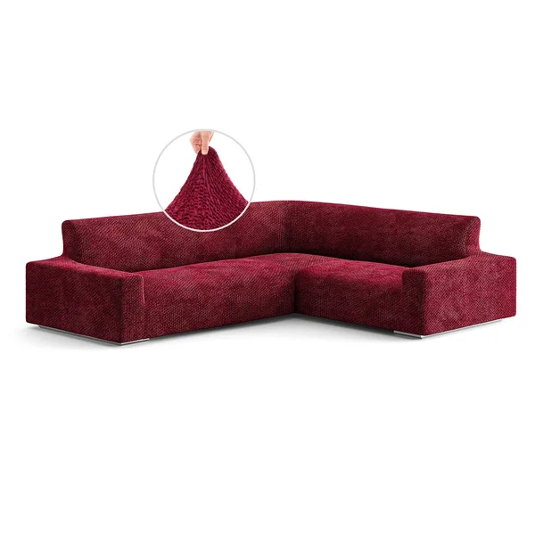 Corner Sectional Slipcover, Velvet Collection Bordeaux