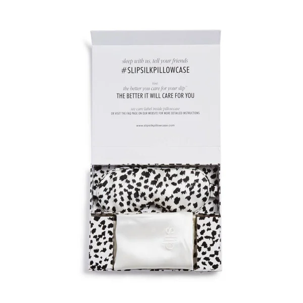 Slip - Beauty Sleep Silk Pillowcase & Eye Mask Set - Black/White