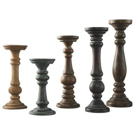 Charlton Home 5 Piece Wood Candelabra Set