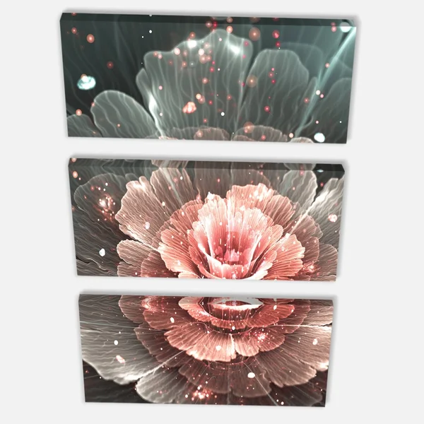 Designart &Abstract Fractal Pink Gray Flower& Graphic Art on Wrapped Canvas Size: 40x22 H x 30x22 W x 1x22 D