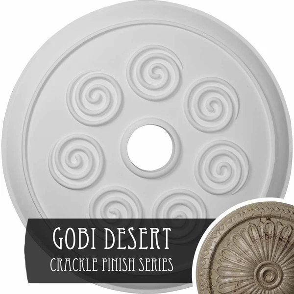 25 1/4x22OD x 4x22ID x 2x22P Spiral Ceiling Medallion (Fits Canopies Up to 4x22) - Hand-Painted Gobi Desert Crackle