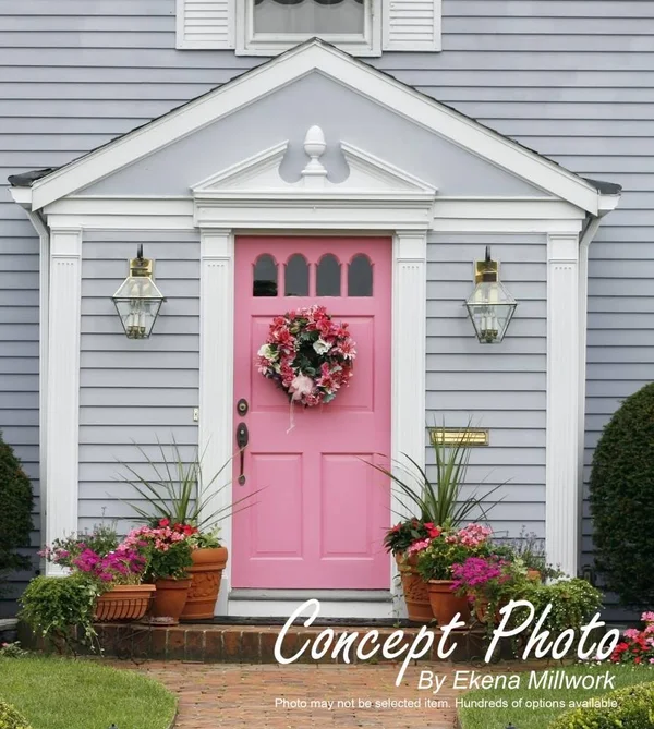 Ekena Millwork PEDPS044X120SGF03 44x22W x 12x22H x 2-1/2x22P Segment Arch w/ Flankers 3 Spoke Architectural Grade PVC Pediment