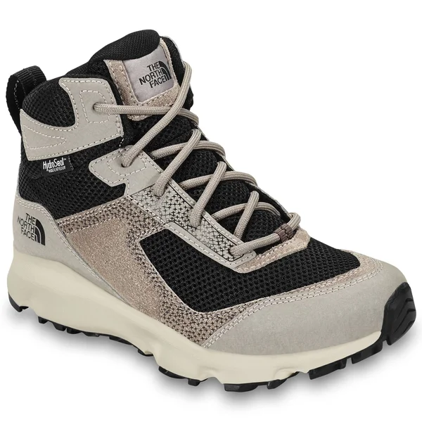 The North Face Juniors& Hedgehog Hiker II Mid Waterproof Shoe - 2 - Silt Grey - TNF Black