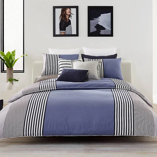 Lacoste Meribel Comforter Set - King, Blue/White