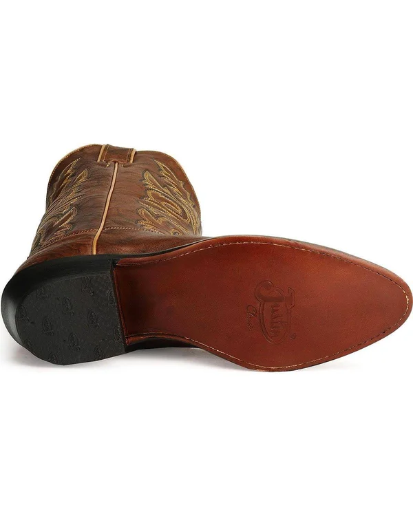 Justin Men's Marbled Deerlite Western Boots - Chestnut