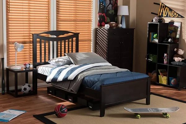 Baxton Studio Seconique Platform Bed - Dark Brown, Twin
